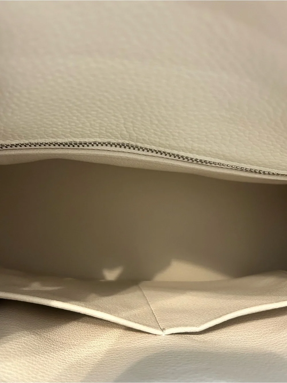 28cm Silver on Cream Top Handle Leather Satchel KL Style